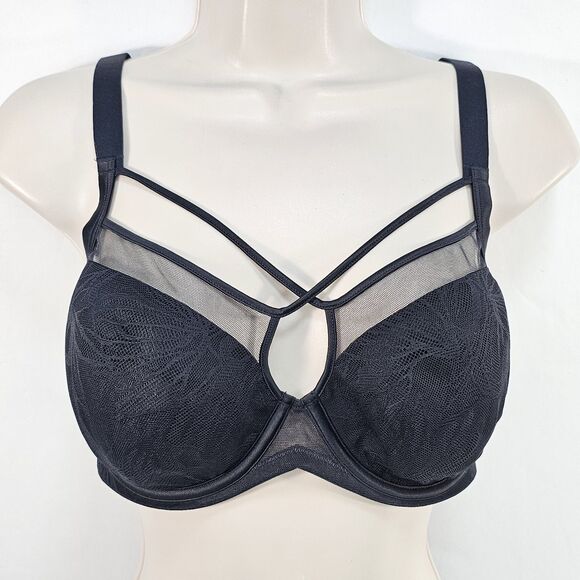 Understance Harper Lily Lace Flexwire Strappy Soft Cup Bra, Black, 34DD NWT - Picture 1 of 5